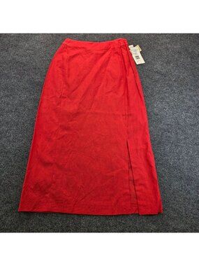 Vintage Harvé Benard Maxi Skirt 6 Red Linen Blend High Waist Holidays Tomatogirl